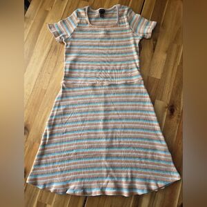 Pastel Striped Ribbed Dress